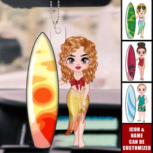 Surfboard Cartoon Character - Personalized Acrylic Car Ornament