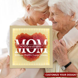 We Love You Mom - Personalized Flower Shadow Box With LED Light