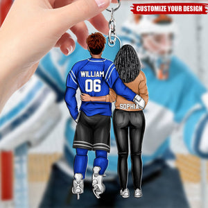 Personalized Gifts For Hockey Couple Keychain