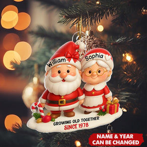 Santa Couple Growing Old Together Personalized Acrylic Ornament