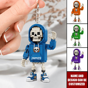 Building Block Style Skeleton - Personalized Acrylic Keychain