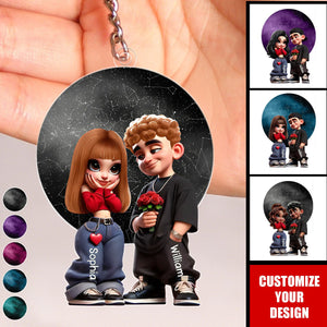 Y2K Couple Personalized Acrylic Keychain - Perfect Gift For Couple