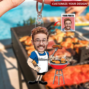 Custom Photo Master Of The Grill - Personalized Acrylic Keychain