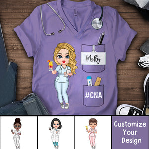 Nurse Life Pretty Doll Nurse Personalized V-neck T-shirt