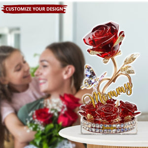 Beautiful Rose For Grandma Mom Personalized Acrylic Block Plaque