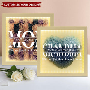 We Love You Mom - Personalized Flower Shadow Box With LED Light