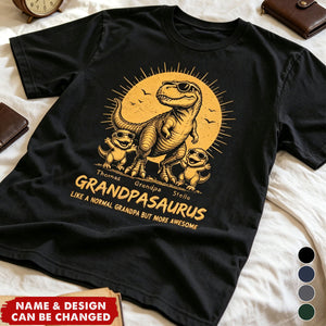Retro Yellow Vintage Grandpasaurus - Personalized Shirt - Funny Father's Day Gift For Dad, Husband