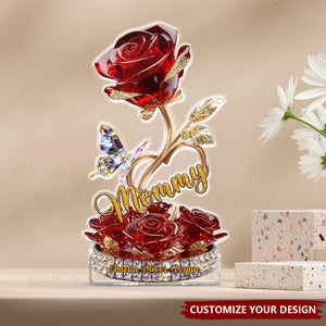 Beautiful Rose For Grandma Mom Personalized Acrylic Block Plaque