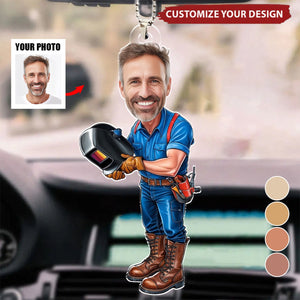 Custom Welder Photo Personalized Car Ornament - Gift For Metalworker