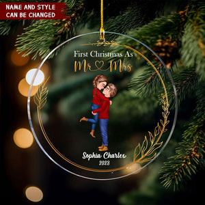 First Christmas As Mr And Mrs, Personalized Crystal Ornament, Wedding Couple Gifts