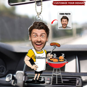 Custom Photo Master Of The Grill - Personalized Acrylic Ornament