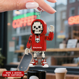 Building Block Style Skeleton - Personalized Acrylic Keychain
