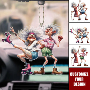 Quirky Funny Old Couple Elderly People Personalized Acrylic Ornament