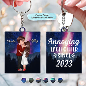 Couple Kissing Under Stars, Sky Forest Personalized Keychain