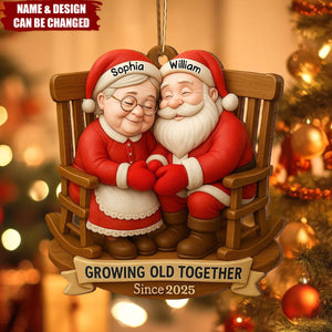 Growing Old Together, Santa Claus On Rocking Chair, Custom Wood Ornament