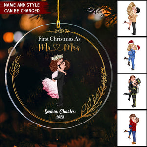 First Christmas As Mr And Mrs, Personalized Crystal Ornament, Wedding Couple Gifts
