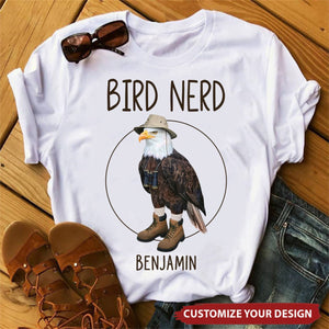 Bird Nerd Funny Bird Watcher Personalized T-Shirt, Gift for Bird Lover