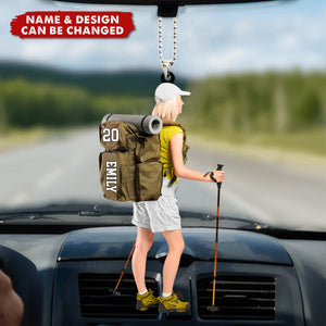 Personalized Hiking Girl Car Ornament - Gift For Hiking Lovers, Climbing Gifts