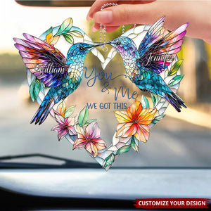 Hummingbird Couple - Personalized Acrylic Car Ornament