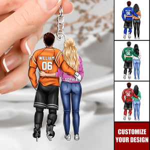 Personalized Gifts For Hockey Couple Keychain