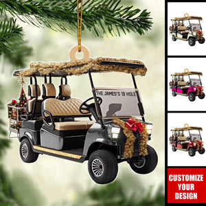 Custom Name And Number Golf Cart - Personalized Acrylic Christmas Ornament