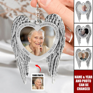 Custom Personalized Memorial Aluminum Keychain - Christmas Gift Idea For Family Member - Upload Photo - Always Loved Never Forgotten