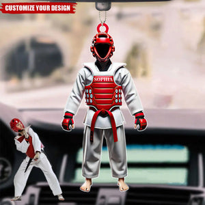 Custom Name Taekwondo Car Ornament, Gift For Taekwondo Lover