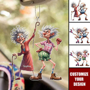 Quirky Funny Old Couple Elderly People Personalized Acrylic Ornament