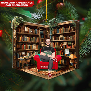 Personalized Gifts For Book Lovers Acrylic Ornament, Reading Room