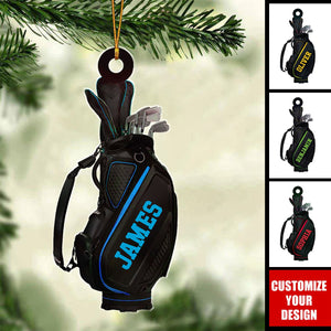 Golf Bag - Personalized Acrylic Christmas Ornament, Gift For Golf Lover