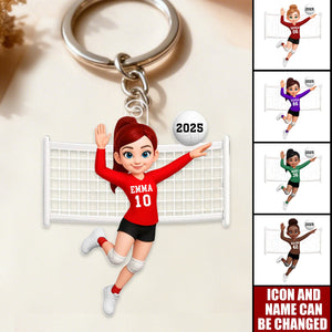Volleyball Girl In Spike Action - Personalized Acrylic Keychain