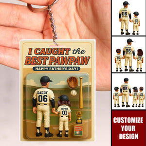 We Caught The Best Dad Baseball Personalized Keychain