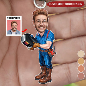 Custom Welder Photo Personalized Keychain - Gift For Metalworker