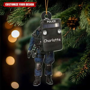 Custom Name Police Christmas Print - Personalized Acrylic Ornament, Gift For Son Grandson