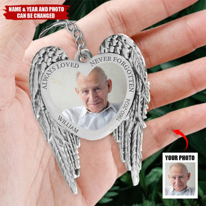 Custom Personalized Memorial Aluminum Keychain - Christmas Gift Idea For Family Member - Upload Photo - Always Loved Never Forgotten