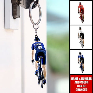 Personalized Cyclist, Bicyclist, Mountain Bike Riding Acrylic Keychain