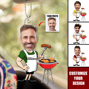 Custom Photo Master Of The Grill - Personalized Acrylic Ornament