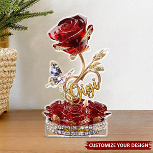 Beautiful Rose For Grandma Mom Personalized Acrylic Block Plaque