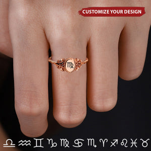 Zodiac Sign Signet Ring For Women - Personalized Star Sign Ring