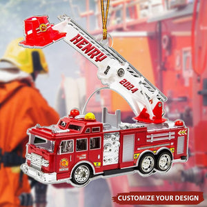 Personalized Fire Truck Christmas Ornament - Trucker Christmas Light Ornament