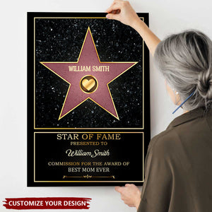 Mom Star Of Fame - Family Personalized Poster