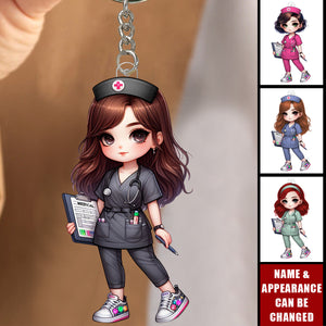 Cute Nurse Girl - Personalized Acrylic Keychain