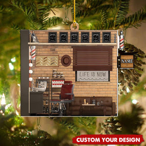 Personalized Barber Shop Christmas Ornament - Christmas Gift For Barber