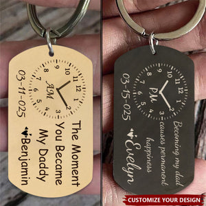The Moment You Became My Daddy Mummy - Personalized Stainless Steel Keychain