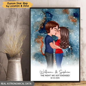 Couple Kissing The Night We Met - Custom Star Map Personalized Poster