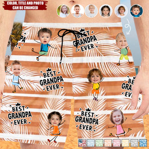 Custom Photo Best Dad Grandpa Ever - Family Personalized Beach Shorts