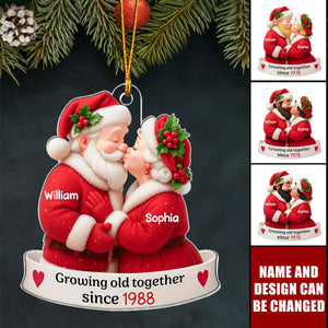 Santa Couple Growing Old Together Personalized Acrylic Ornament