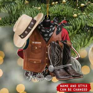 Personalized Cowboy Boots and Hat Ornament - Gift For Horse lover, Christmas Ornament