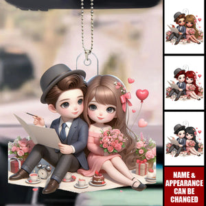 Couples Sitting Together - Valentine‘s Day Gift - Personalized Car Ornament