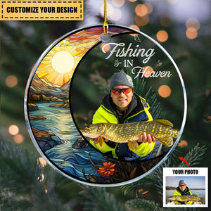 Custom Photo Fishing In Heaven - Personalized Photo Ornament